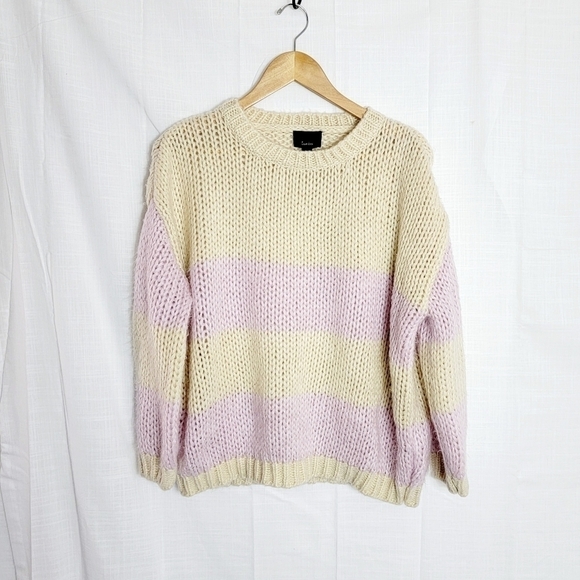 Anthropologie Lumiere Oversized Crew Neck Open Knit Women's Sweater Size S - Picture 2 of 5